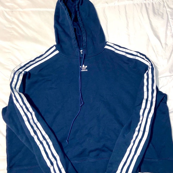 Blue Adidas Cropped Hoodie Size XL - Picture 1 of 4